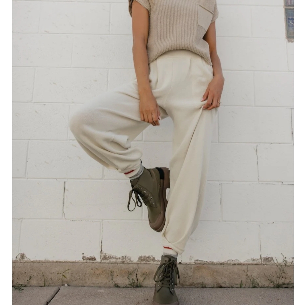 Free People Cream Track Pants